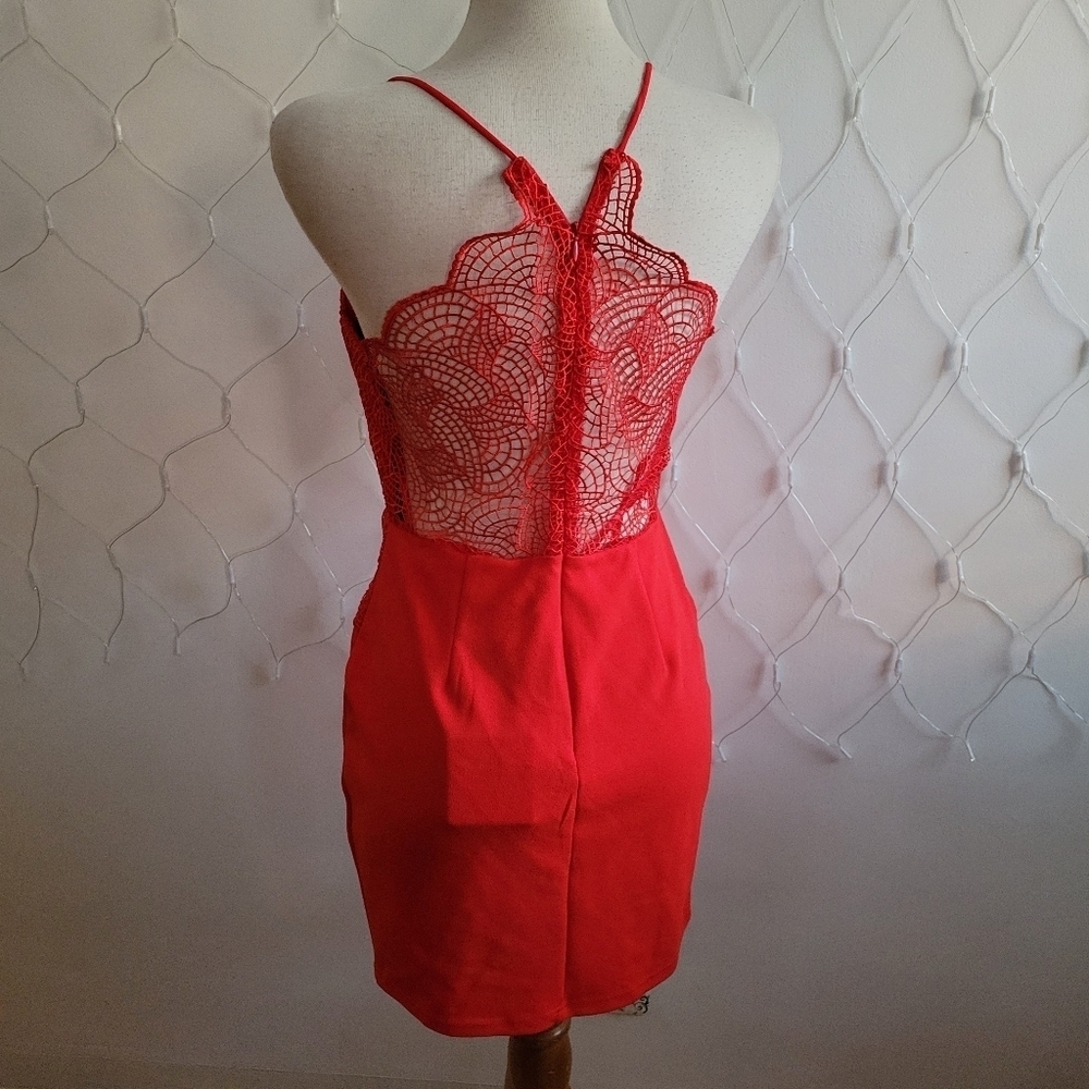 Sexy Red Party Dress By Angel Biba • Spaghetti Straps • Best Fits Size Small - Picture 4 of 7